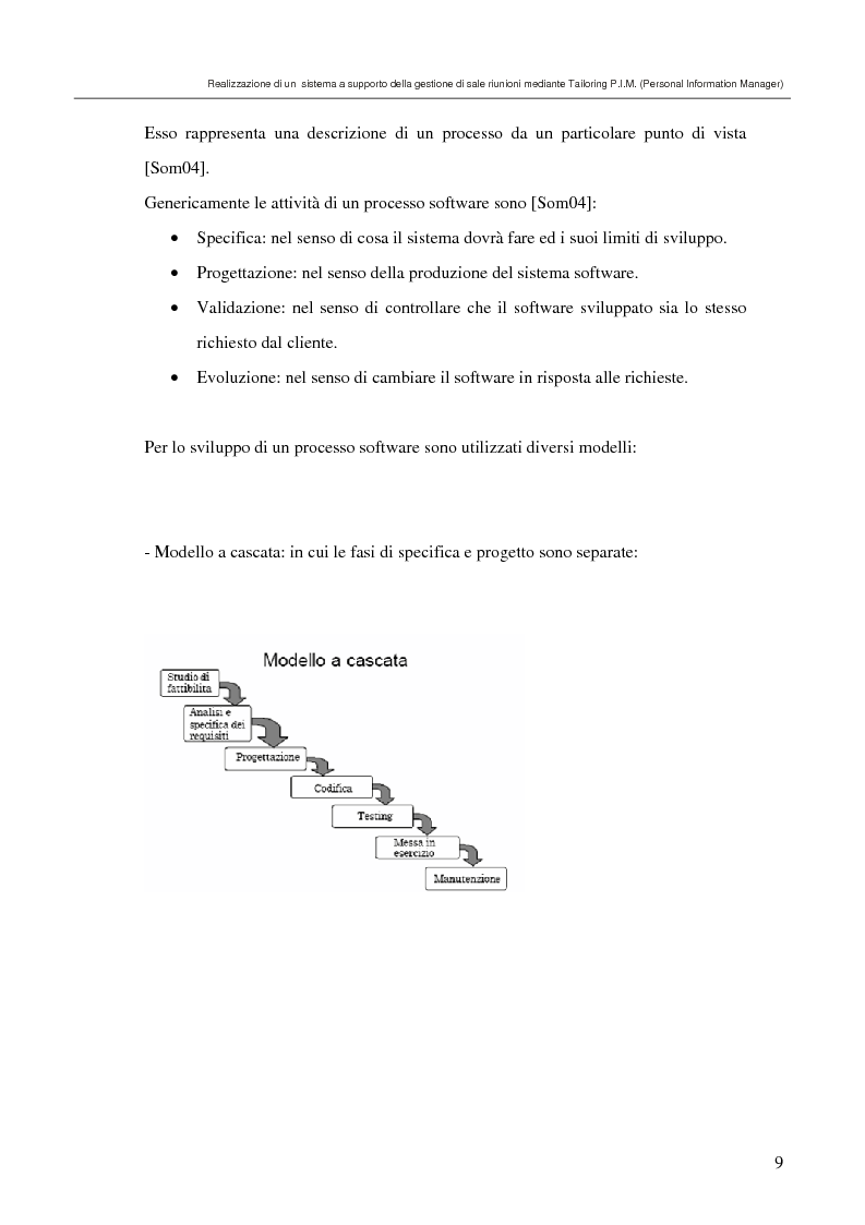 Anteprima della tesi: Realizzazione di un sistema a supporto della gestione di sale riunioni mediante Tailoring di tool P.I.M. (Personal Information Manager), Pagina 5