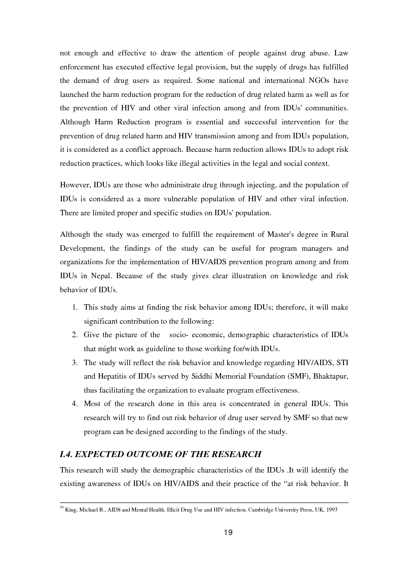 Anteprima della tesi: A study of knowledge and behaviour in relation to the risk of HIV among injecting drug users in Bhaktapur district of Nepal, Pagina 11