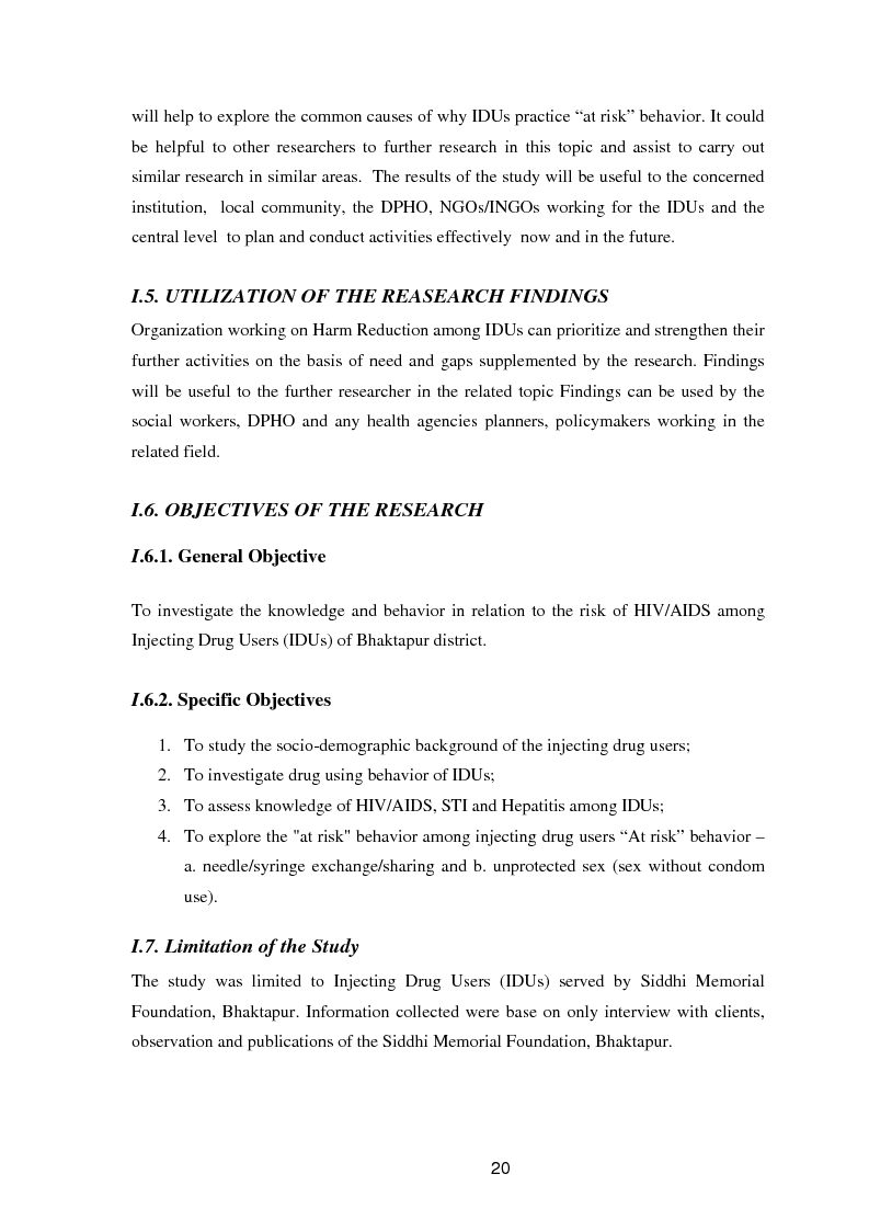 Anteprima della tesi: A study of knowledge and behaviour in relation to the risk of HIV among injecting drug users in Bhaktapur district of Nepal, Pagina 12