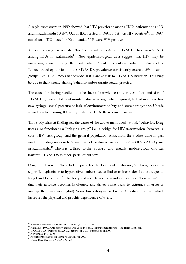 Anteprima della tesi: A study of knowledge and behaviour in relation to the risk of HIV among injecting drug users in Bhaktapur district of Nepal, Pagina 6