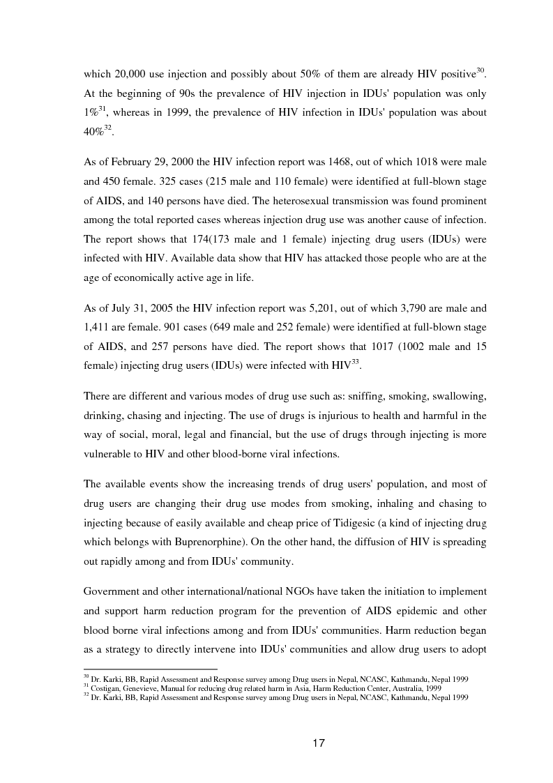 Anteprima della tesi: A study of knowledge and behaviour in relation to the risk of HIV among injecting drug users in Bhaktapur district of Nepal, Pagina 9