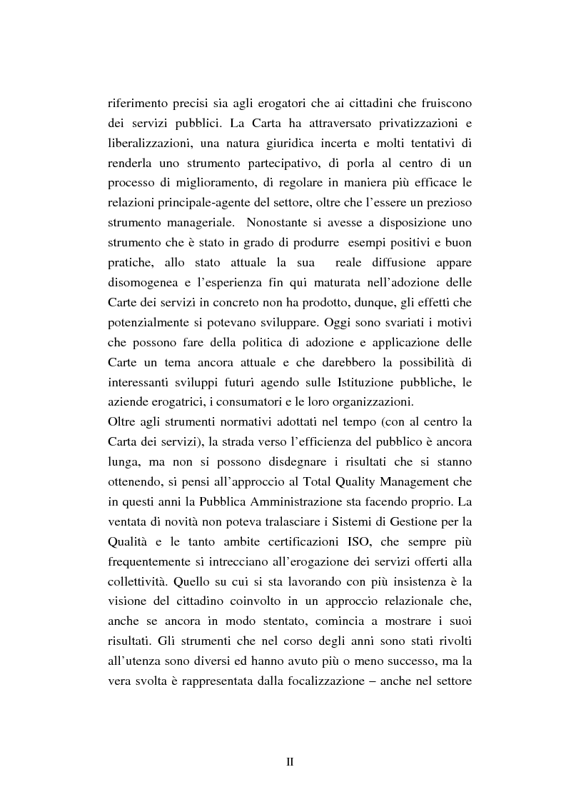 Anteprima della tesi: Evoluzione della qualità nei Servizi Pubblici. Strumenti normativi e soluzioni manageriali: il caso Poste Italiane, Pagina 2