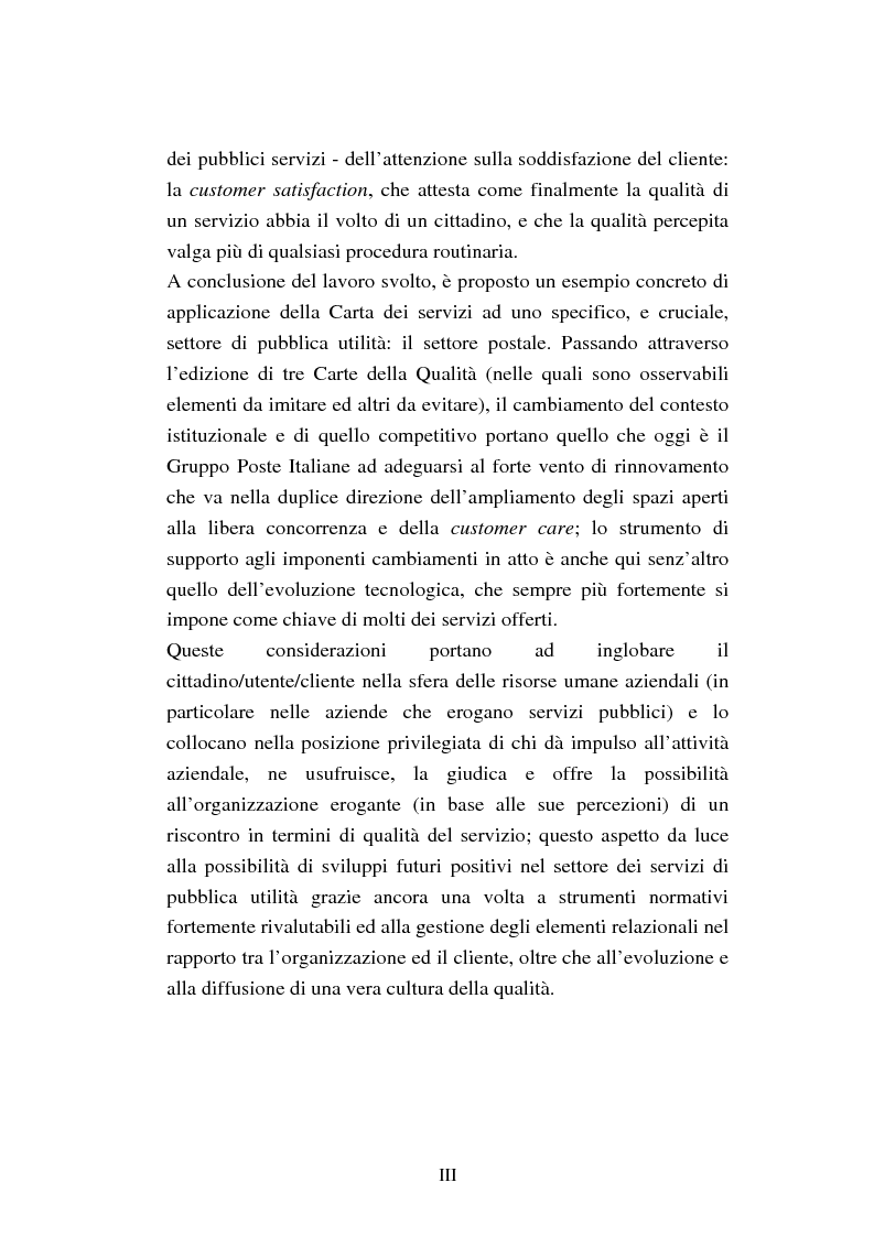 Anteprima della tesi: Evoluzione della qualità nei Servizi Pubblici. Strumenti normativi e soluzioni manageriali: il caso Poste Italiane, Pagina 3