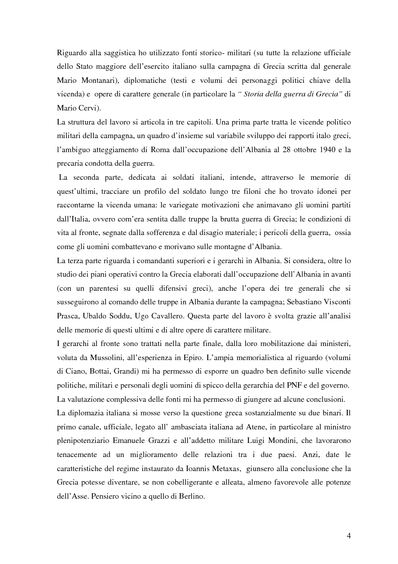 Anteprima della tesi: Soldati, generali e gerarchi nella campagna di Grecia. Aspetti e tematiche di una guerra vista da prospettive differenti, Pagina 3