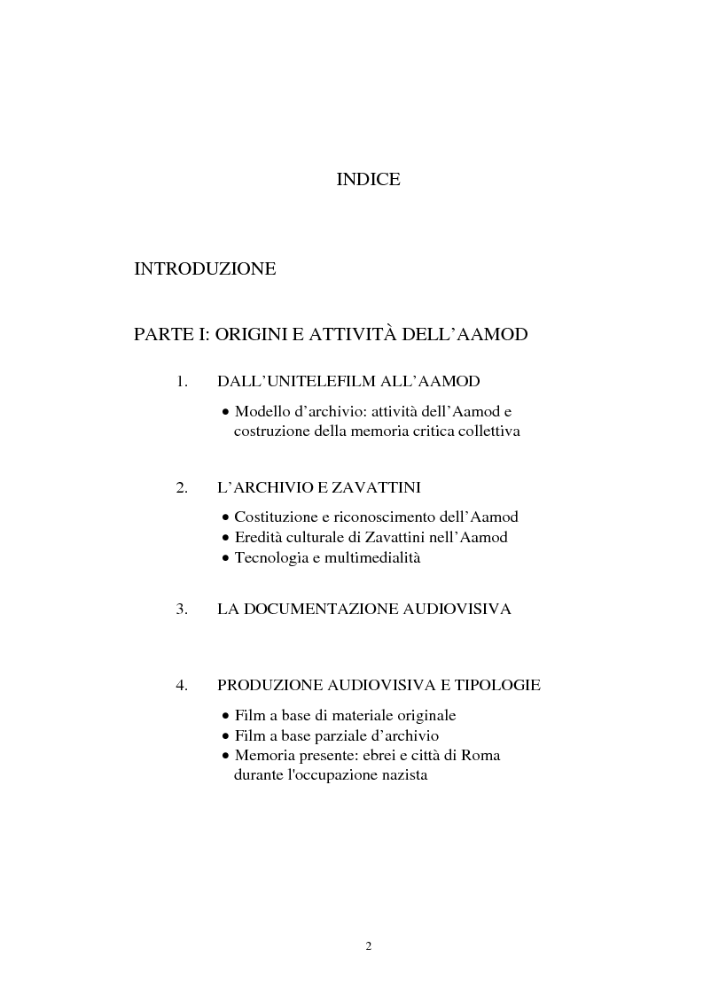 Indice della tesi: Archivio audiovisivo del movimento operaio e democratico: vent'anni di produzioni, Pagina 1