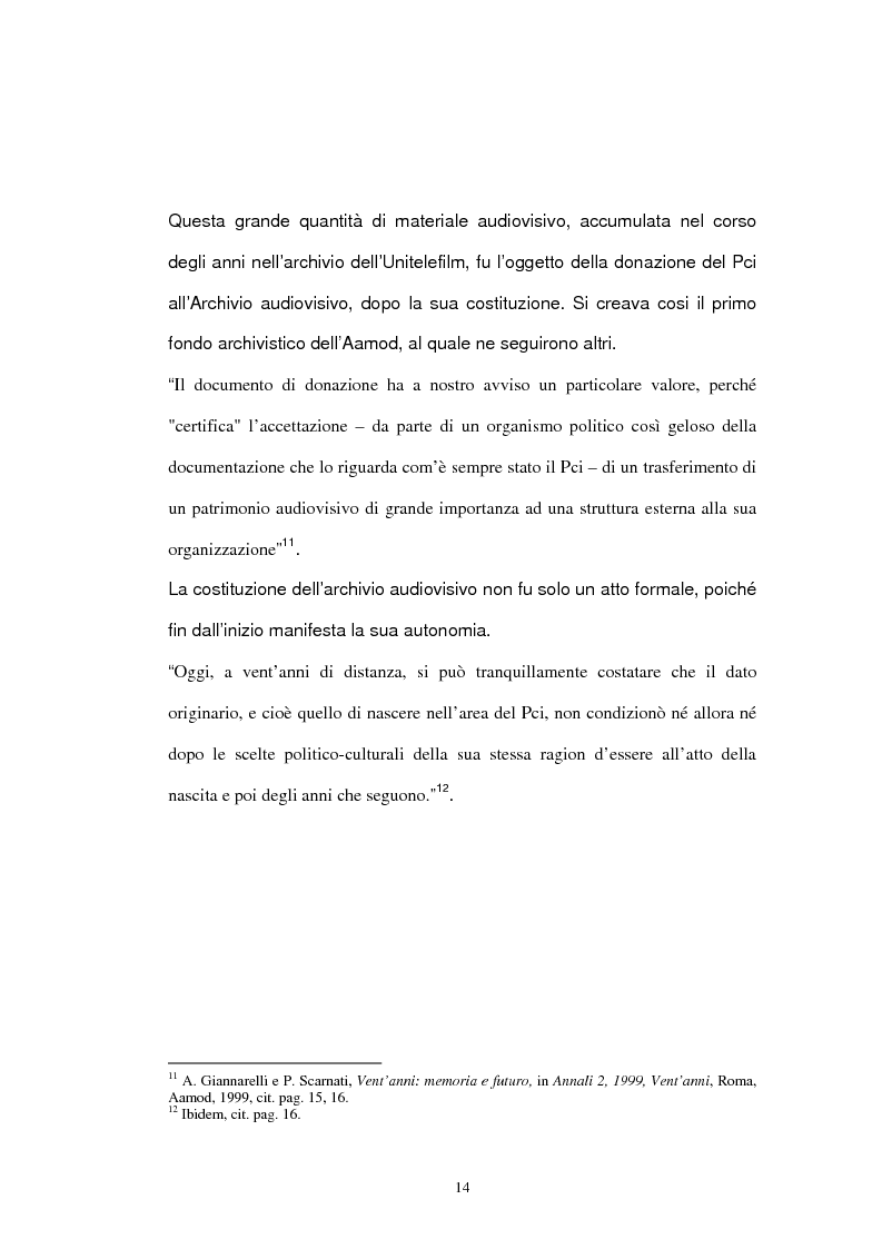 Anteprima della tesi: Archivio audiovisivo del movimento operaio e democratico: vent'anni di produzioni, Pagina 10