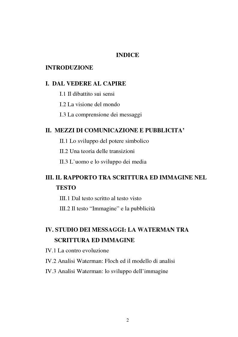 Indice della tesi: Pubblicità tra oralità e scrittura - Dall'immagine allo scritto fino a giungere all'immagine - Il caso Dolce e Gabbana, Pagina 1