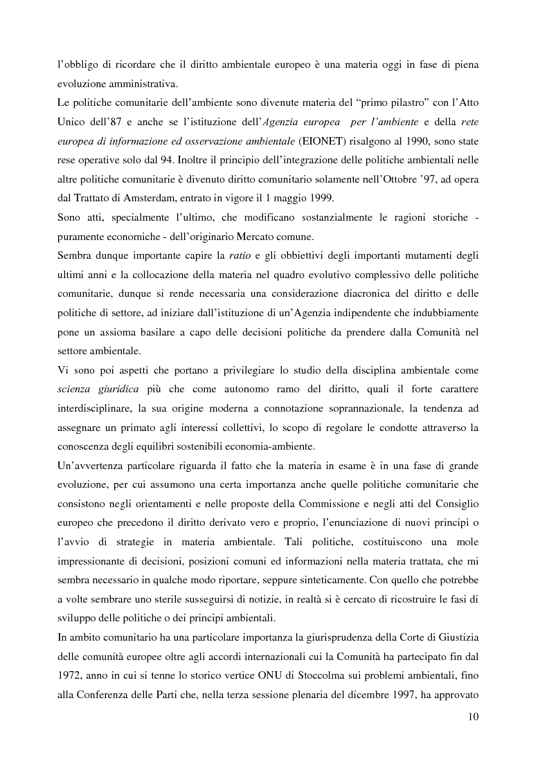 Anteprima della tesi: L'Agenzia Europea dell'Ambiente e il diritto ambientale comunitario, Pagina 10