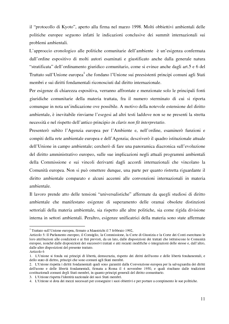 Anteprima della tesi: L'Agenzia Europea dell'Ambiente e il diritto ambientale comunitario, Pagina 11