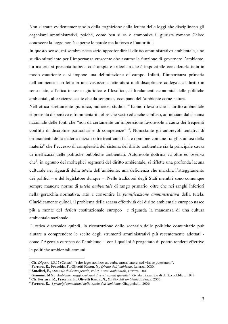 Anteprima della tesi: L'Agenzia Europea dell'Ambiente e il diritto ambientale comunitario, Pagina 3