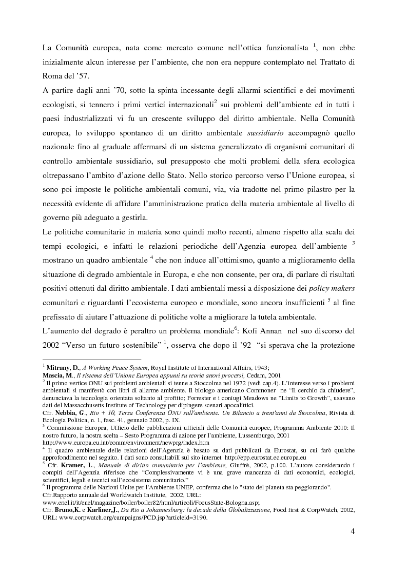 Anteprima della tesi: L'Agenzia Europea dell'Ambiente e il diritto ambientale comunitario, Pagina 4