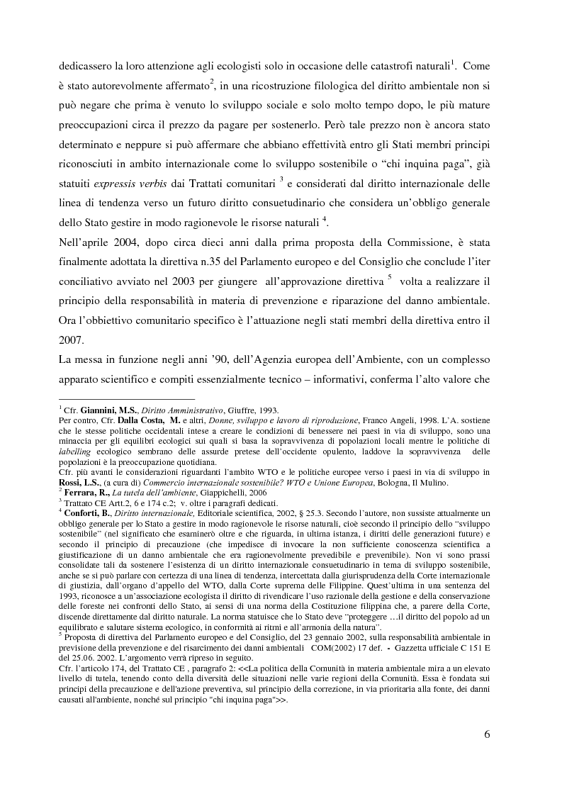 Anteprima della tesi: L'Agenzia Europea dell'Ambiente e il diritto ambientale comunitario, Pagina 6