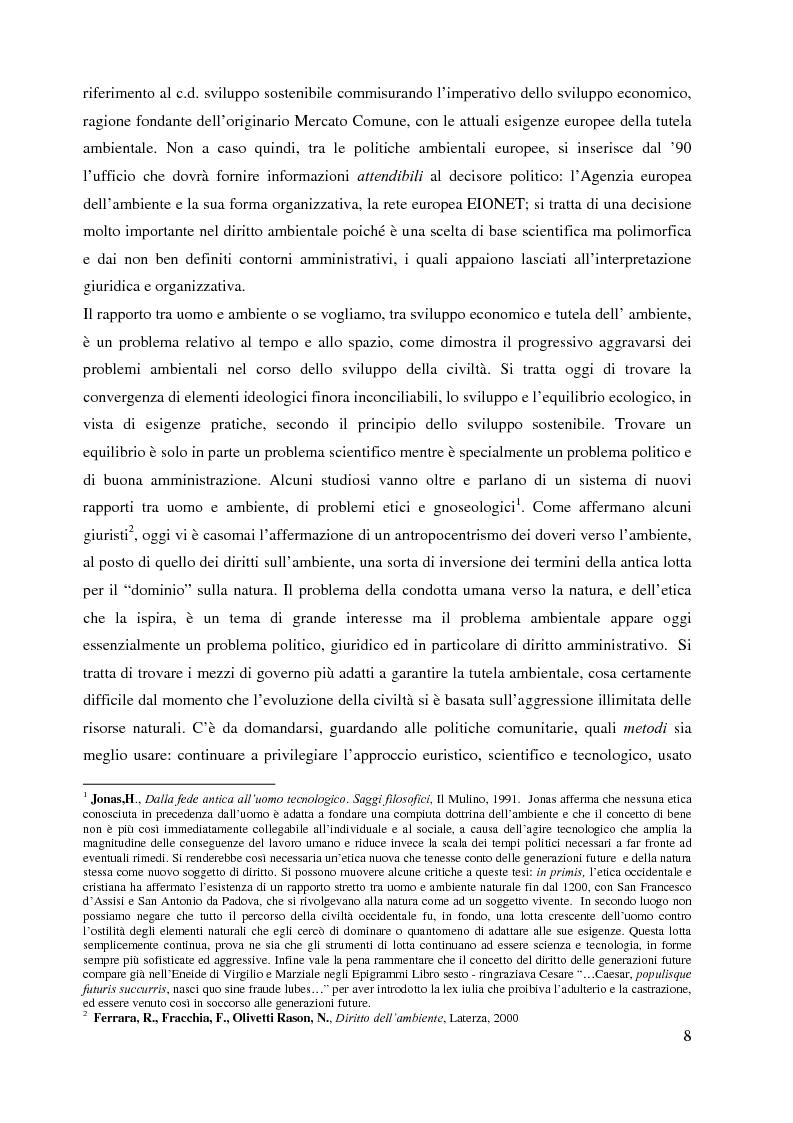 Anteprima della tesi: L'Agenzia Europea dell'Ambiente e il diritto ambientale comunitario, Pagina 8