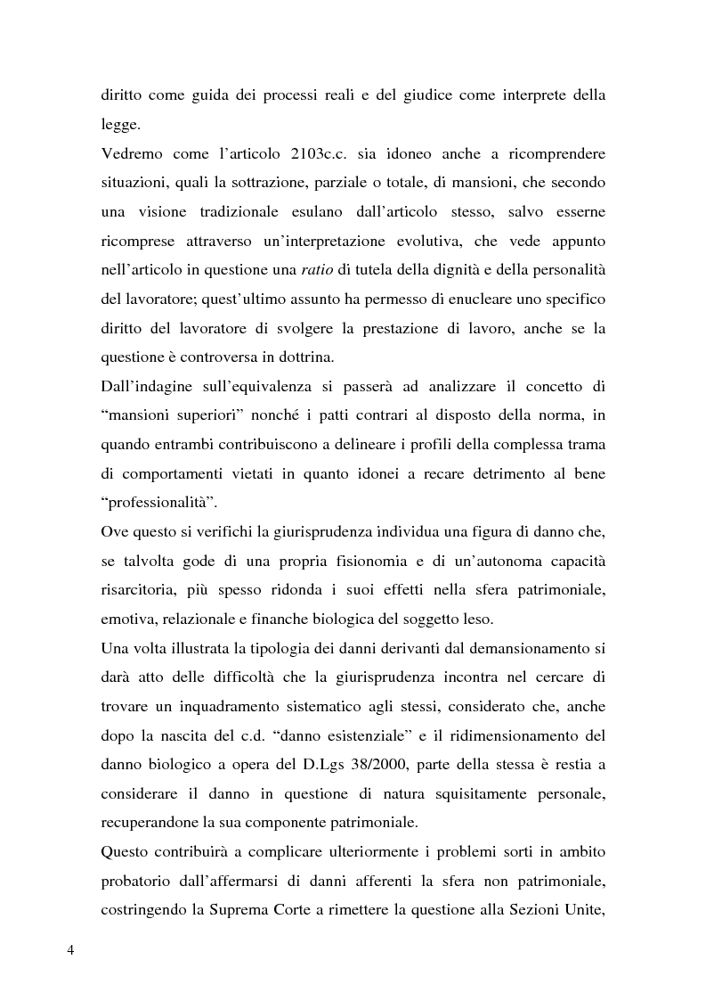 Anteprima della tesi: Il demansionamento nel rapporto di lavoro subordinato, Pagina 2