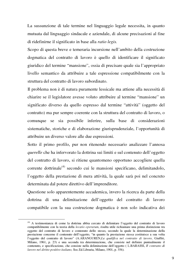 Anteprima della tesi: Il demansionamento nel rapporto di lavoro subordinato, Pagina 7