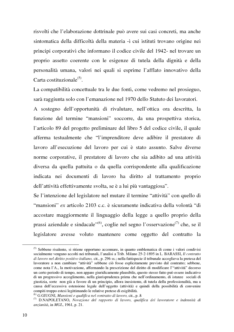 Anteprima della tesi: Il demansionamento nel rapporto di lavoro subordinato, Pagina 8