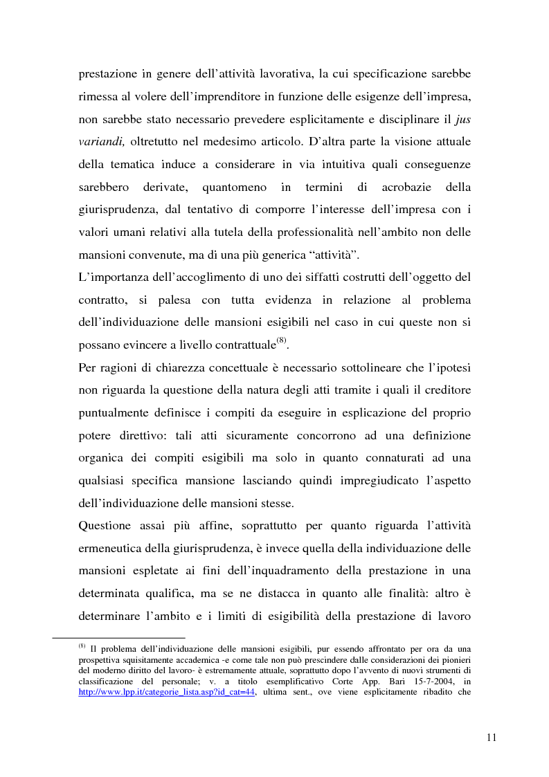 Anteprima della tesi: Il demansionamento nel rapporto di lavoro subordinato, Pagina 9