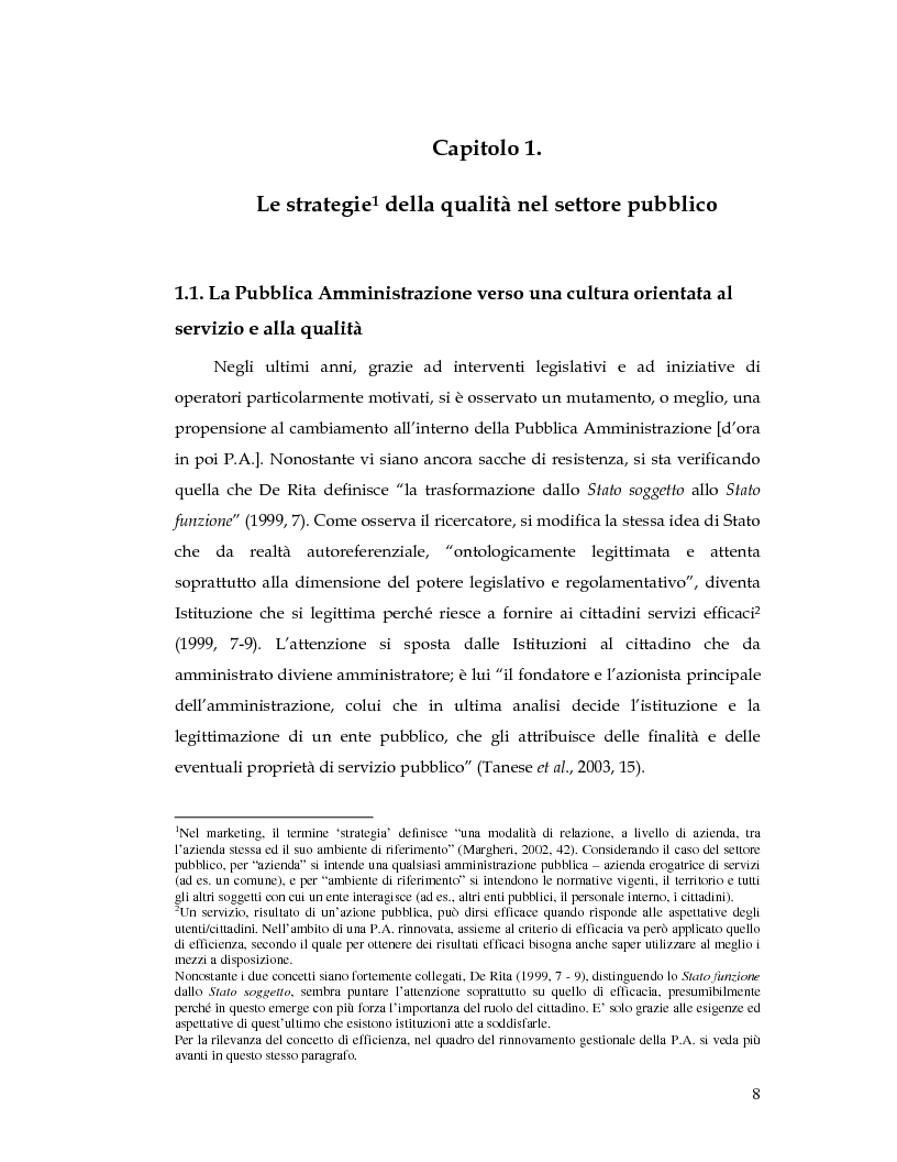 Anteprima della tesi: La Customer Satisfaction nella PA: problemi di fedeltà dei dati raccolti tramite questionario, Pagina 3