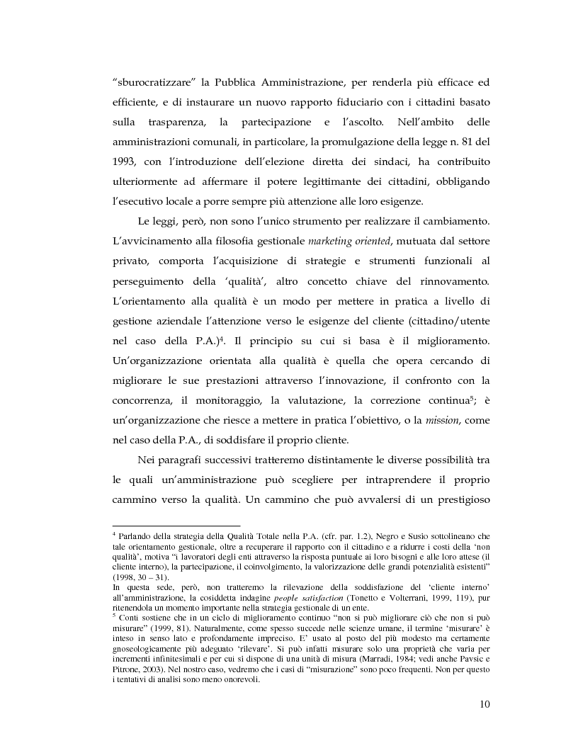 Anteprima della tesi: La Customer Satisfaction nella PA: problemi di fedeltà dei dati raccolti tramite questionario, Pagina 5