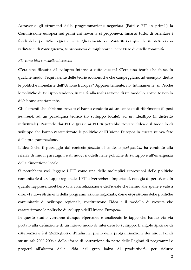 Anteprima della tesi: La programmazione dei Fondi strutturali 2000 - 2006: I "Progetti Integrati Territoriali", Pagina 2