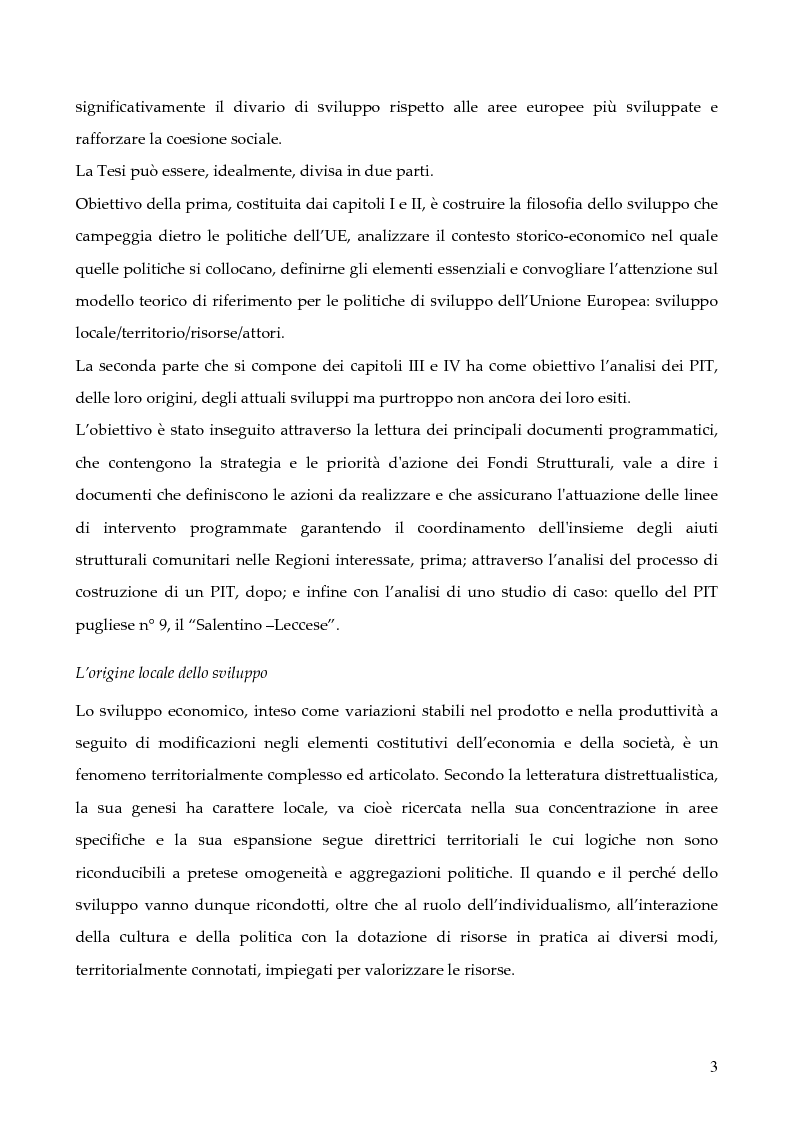 Anteprima della tesi: La programmazione dei Fondi strutturali 2000 - 2006: I "Progetti Integrati Territoriali", Pagina 3