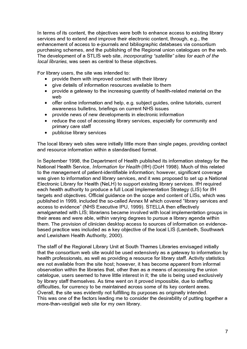 Anteprima della tesi: Usability evaluation of the South London and Maudsley NHS Trust Library web site, Pagina 3