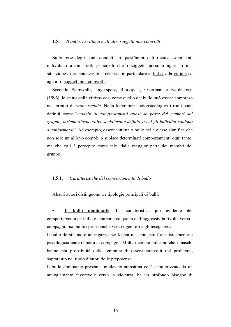 Anteprima della tesi: Bulli e vittime tra i banchi di scuola: profili, diffusione e metodologie d'intervento, Pagina 14