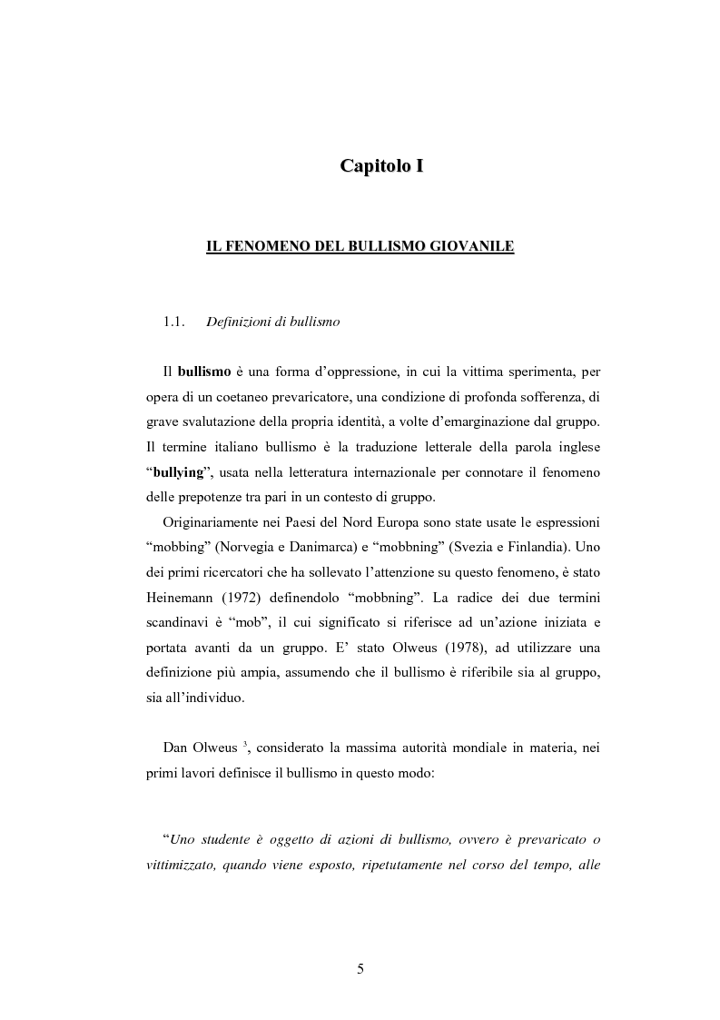 Anteprima della tesi: Bulli e vittime tra i banchi di scuola: profili, diffusione e metodologie d'intervento, Pagina 4