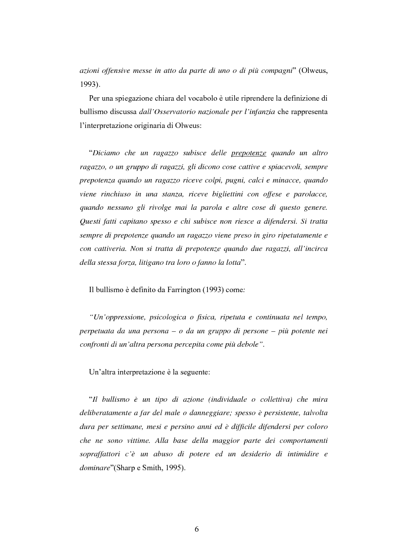 Anteprima della tesi: Bulli e vittime tra i banchi di scuola: profili, diffusione e metodologie d'intervento, Pagina 5