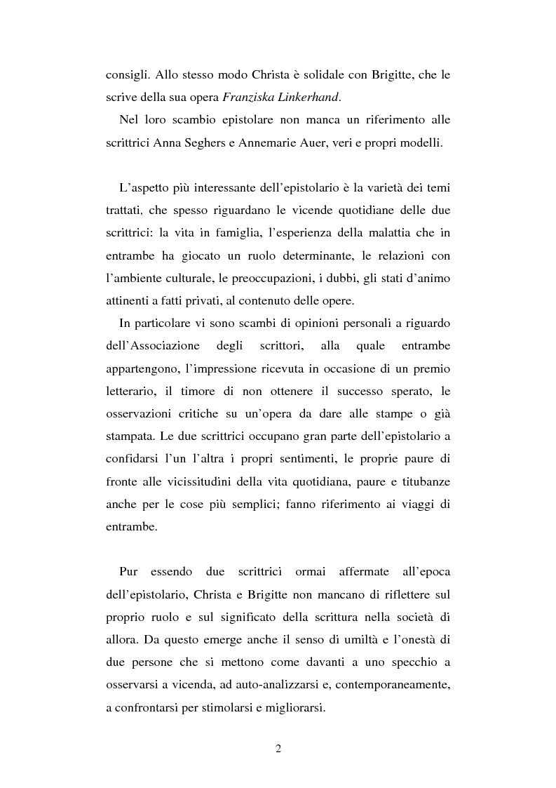 Anteprima della tesi: Brigitte Reimann e Christa Wolf: un epistolario, un'amicizia, Pagina 2