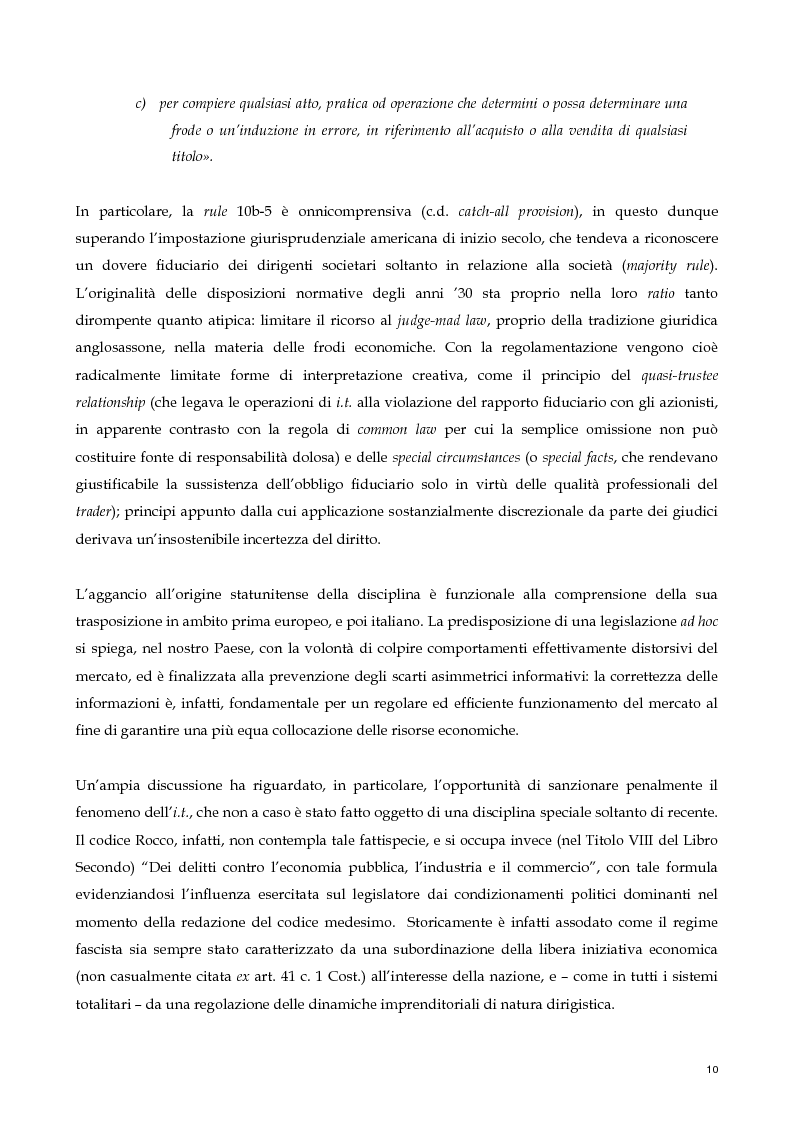 Anteprima della tesi: Il nuovo profilo dell'abuso di mercato: la punibilità dell'outsider trading, Pagina 10