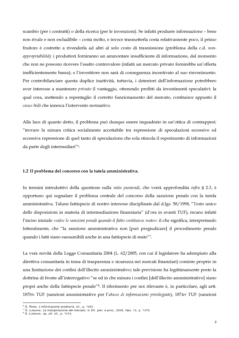 Anteprima della tesi: Il nuovo profilo dell'abuso di mercato: la punibilità dell'outsider trading, Pagina 2