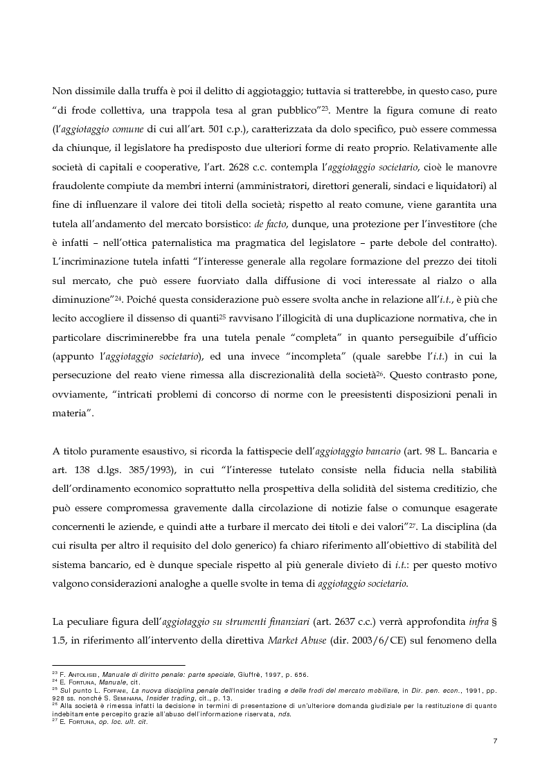 Anteprima della tesi: Il nuovo profilo dell'abuso di mercato: la punibilità dell'outsider trading, Pagina 7