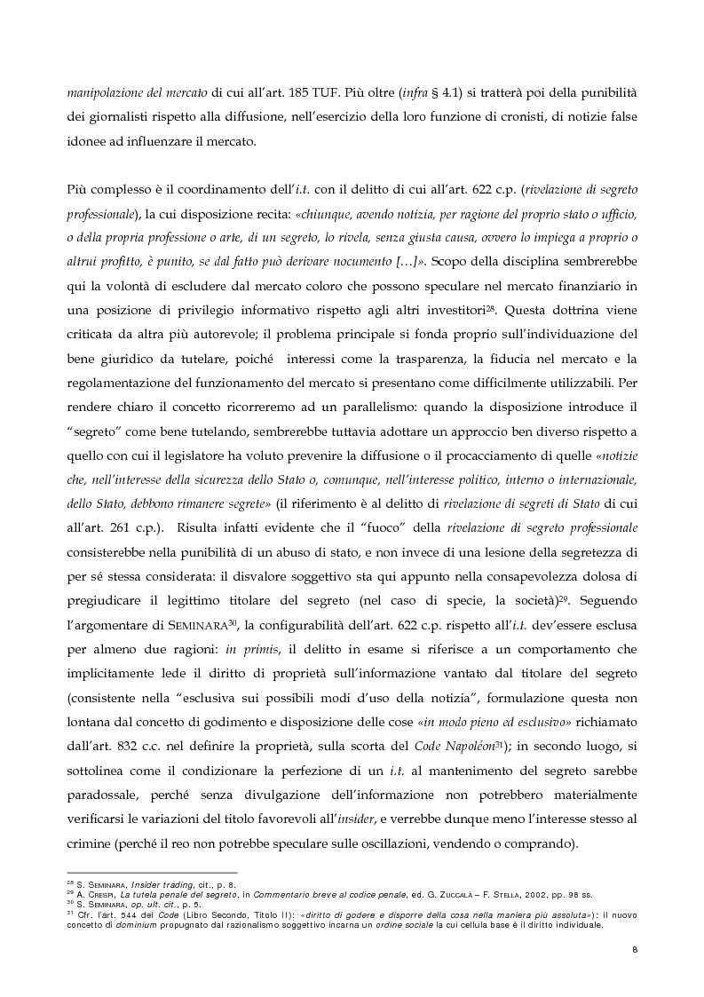 Anteprima della tesi: Il nuovo profilo dell'abuso di mercato: la punibilità dell'outsider trading, Pagina 8