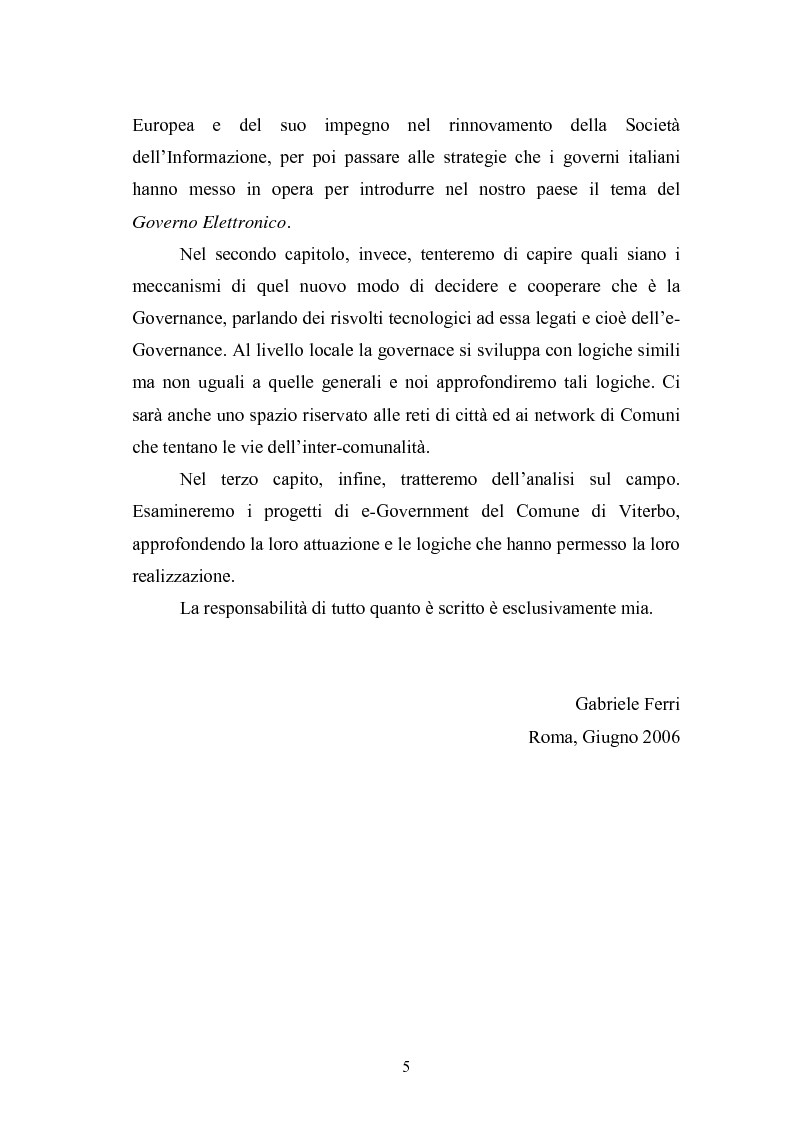 Anteprima della tesi: Il Comune italiano nell'Era dell'Informazione-I progetti di e-Government del Comune di Viterbo, Pagina 3
