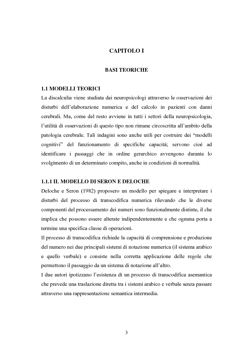 Anteprima della tesi: Raccolta di dati normativi per lo studio della discalculia evolutiva su un campione di adolescenti di scuola media superiore, Pagina 3