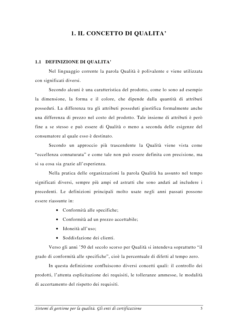 Anteprima della tesi: Sistemi di gestione per la qualità. Gli Enti di Certificazione, Pagina 3