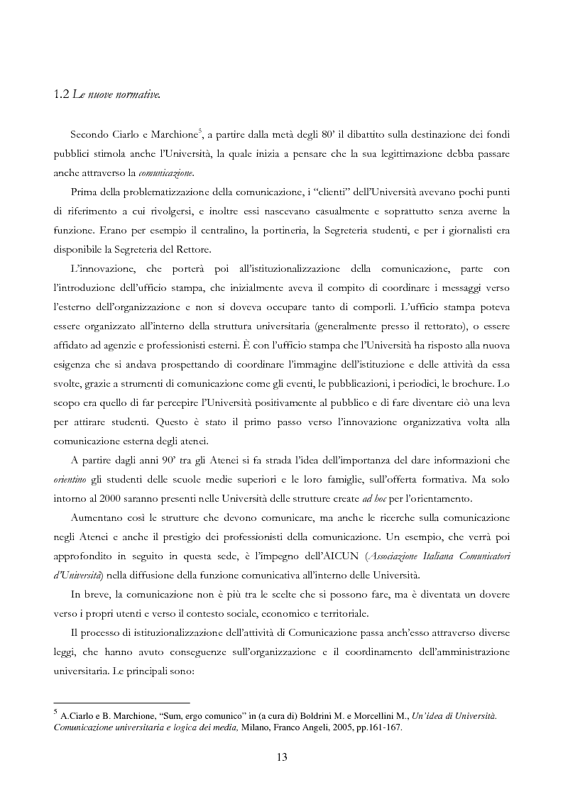 Anteprima della tesi: Università e Comunicazione: i casi di Ferrara e Pavia a confronto, Pagina 10