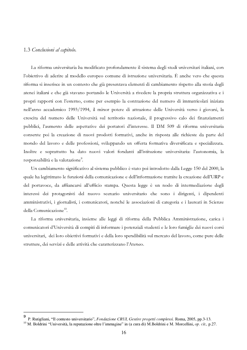 Anteprima della tesi: Università e Comunicazione: i casi di Ferrara e Pavia a confronto, Pagina 13