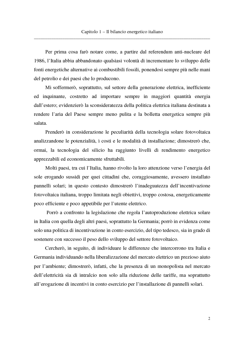 Anteprima della tesi: La tecnologia fotovoltaica come soluzione energetica per rispettare gli impegni di Kyoto, Pagina 2