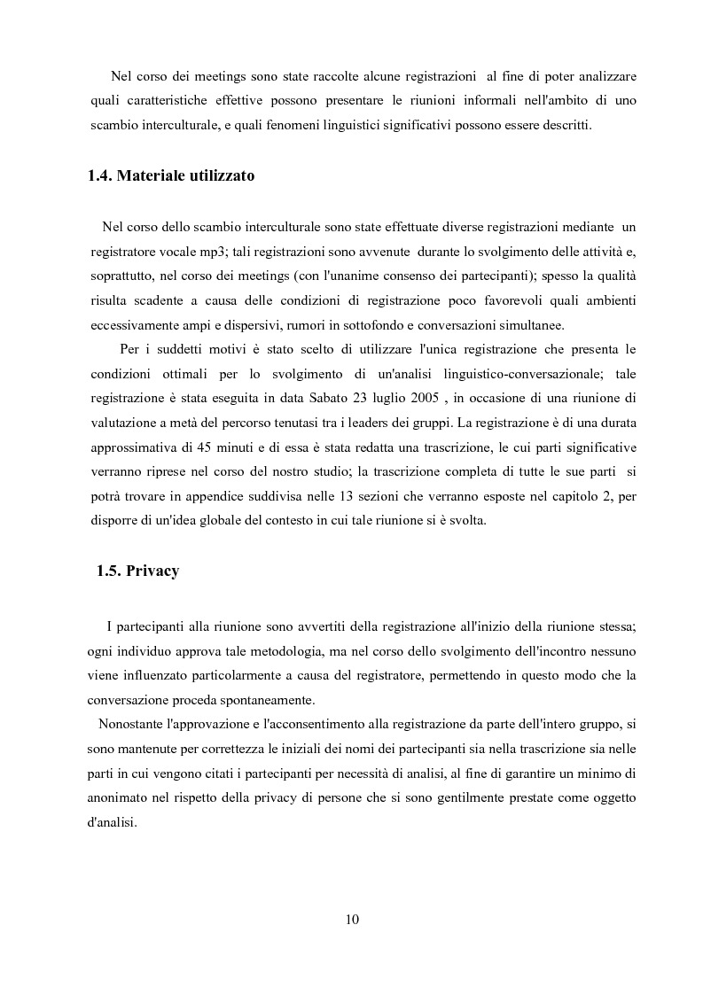 Anteprima della tesi: Un'analisi linguistica di una riunione informale in Inglese come Lingua Franca, Pagina 8