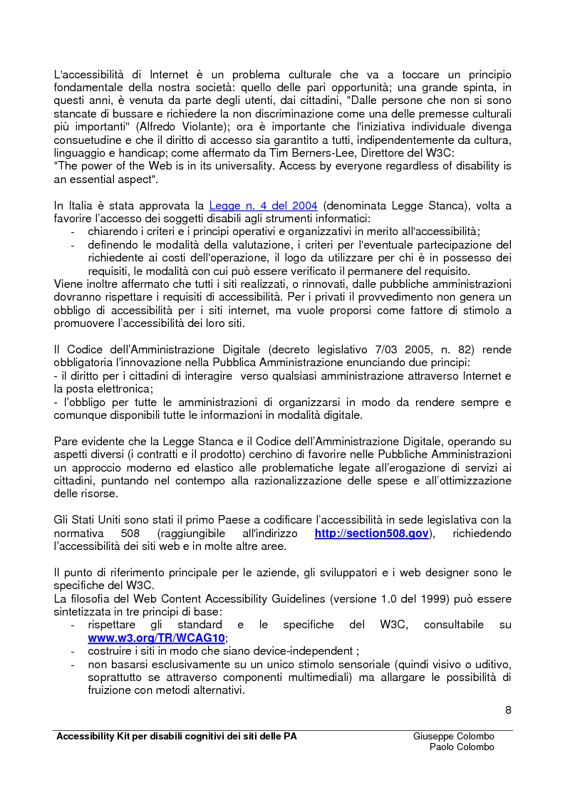 Anteprima della tesi: Accessibility Kit: Valutazione dell'Accessibilità dei siti web della Pubblica Amministrazione per gli utenti con disabilità cognitive, Pagina 4