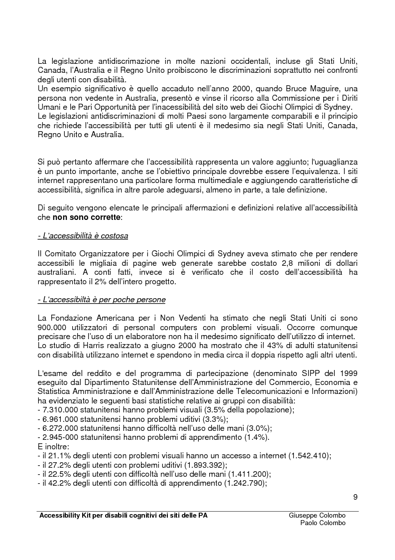 Anteprima della tesi: Accessibility Kit: Valutazione dell'Accessibilità dei siti web della Pubblica Amministrazione per gli utenti con disabilità cognitive, Pagina 5