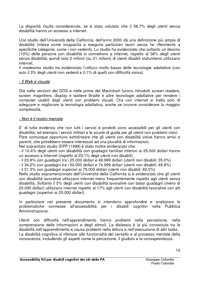 Anteprima della tesi: Accessibility Kit: Valutazione dell'Accessibilità dei siti web della Pubblica Amministrazione per gli utenti con disabilità cognitive, Pagina 6