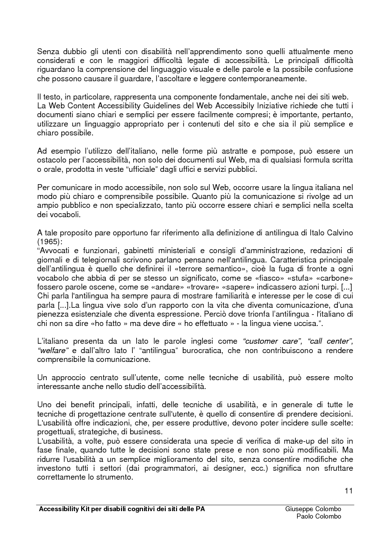 Anteprima della tesi: Accessibility Kit: Valutazione dell'Accessibilità dei siti web della Pubblica Amministrazione per gli utenti con disabilità cognitive, Pagina 7