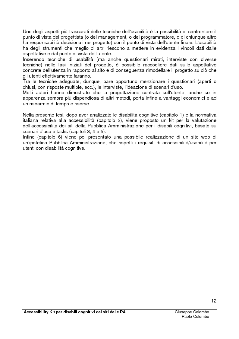 Anteprima della tesi: Accessibility Kit: Valutazione dell'Accessibilità dei siti web della Pubblica Amministrazione per gli utenti con disabilità cognitive, Pagina 8