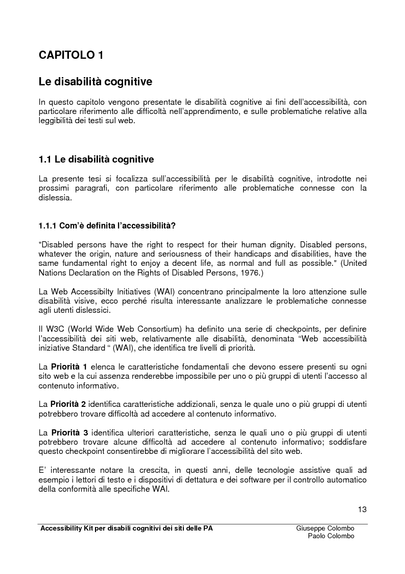 Anteprima della tesi: Accessibility Kit: Valutazione dell'Accessibilità dei siti web della Pubblica Amministrazione per gli utenti con disabilità cognitive, Pagina 9