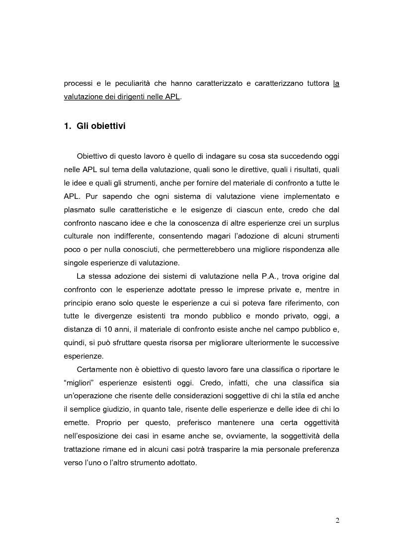 Anteprima della tesi: La valutazione dei Dirigenti nella P.A. locale: esperienze a confronto, Pagina 2