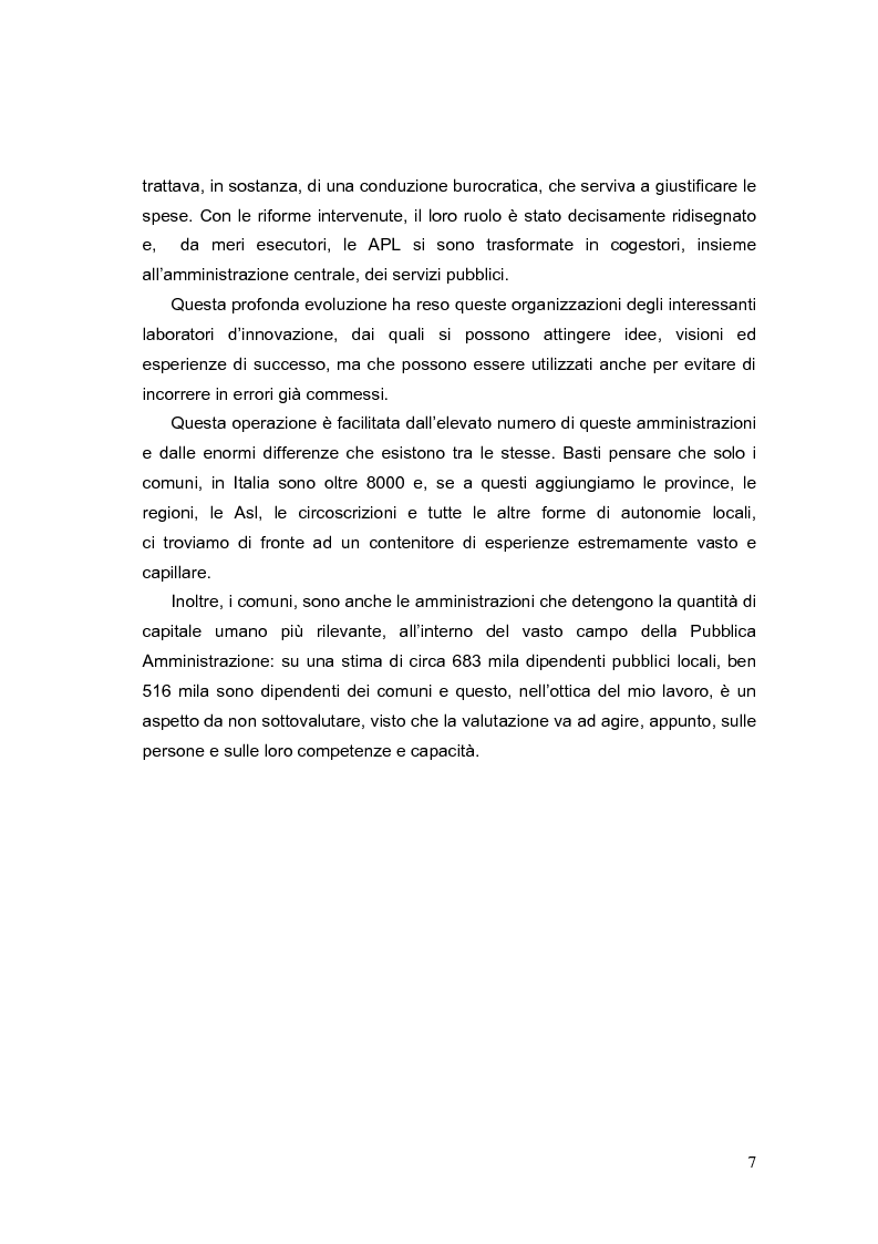 Anteprima della tesi: La valutazione dei Dirigenti nella P.A. locale: esperienze a confronto, Pagina 7