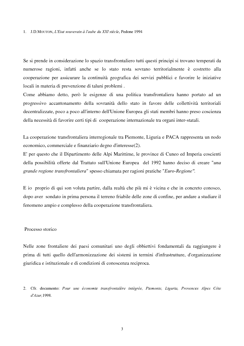Anteprima della tesi: Gli strumenti giuridici per la cooperazione transfrontaliera italo-francese, Pagina 2